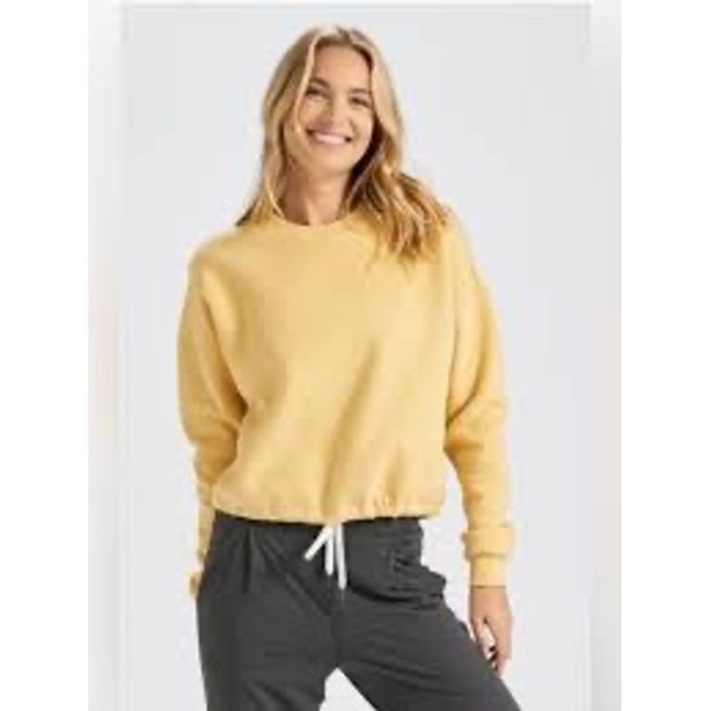 Vuori Restore Crew Sweatshirt Womens XS Turmeric Yellow Good Drawstring Hem